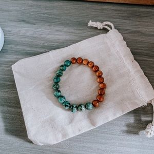 Gemstone Bracelet- African Turquoise + Bayong Wood